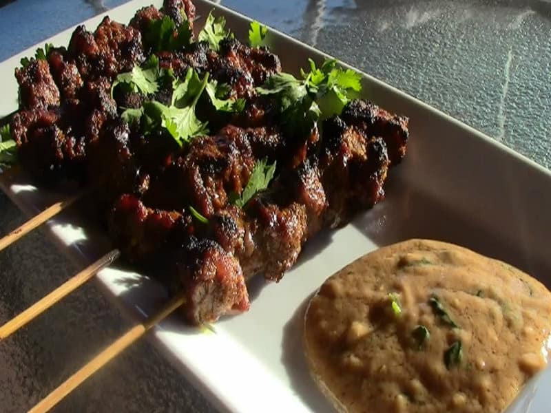 New Jersey Bride—Favorite hors doeuvres: beef-satay-with-peanut-sauce-rib-eye-steak-satay