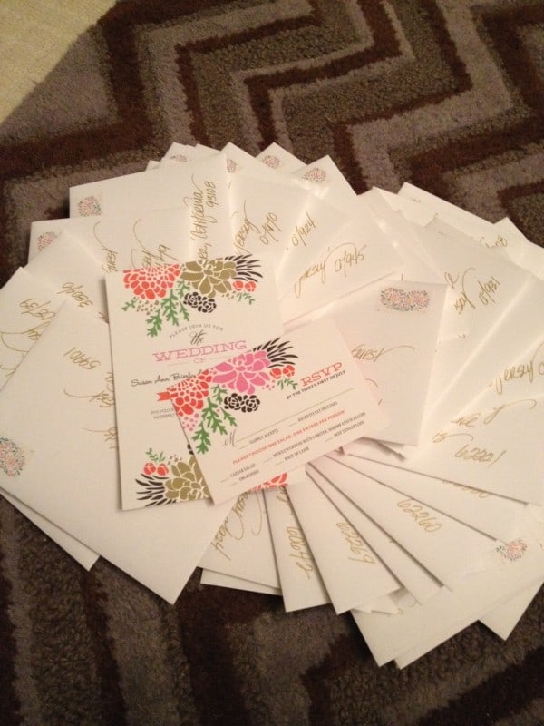 For her second wedding, Susan picks out whimsical wedding invitations at weddingpaperdivas.com.