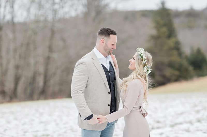 Outdoor rustic winter engagement session