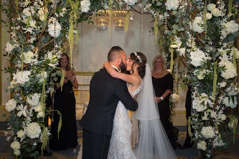 Bride and groom at the altar at The Grove in Cedar Grove, NJ
