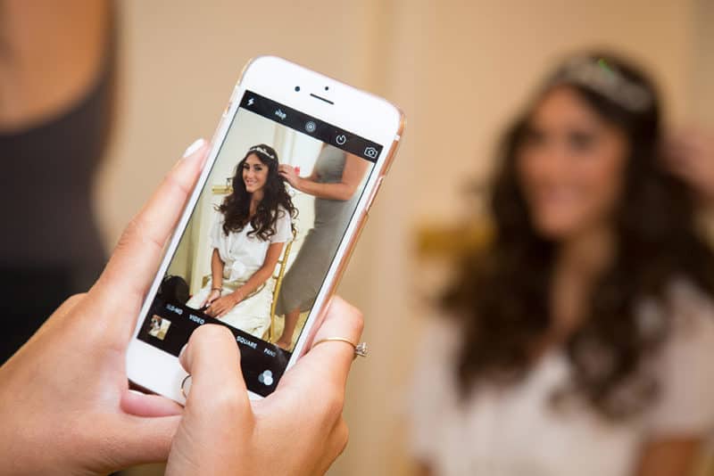iPhone picture of bride getting ready
