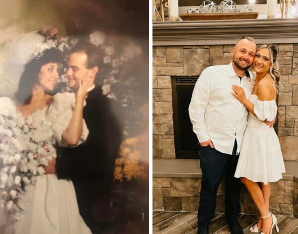 Danielle Hewitt made her mother's 1990 wedding gown into a modern rehearsal dinner dress.