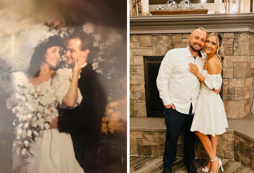 These brides repurposed their moms' wedding dresses.