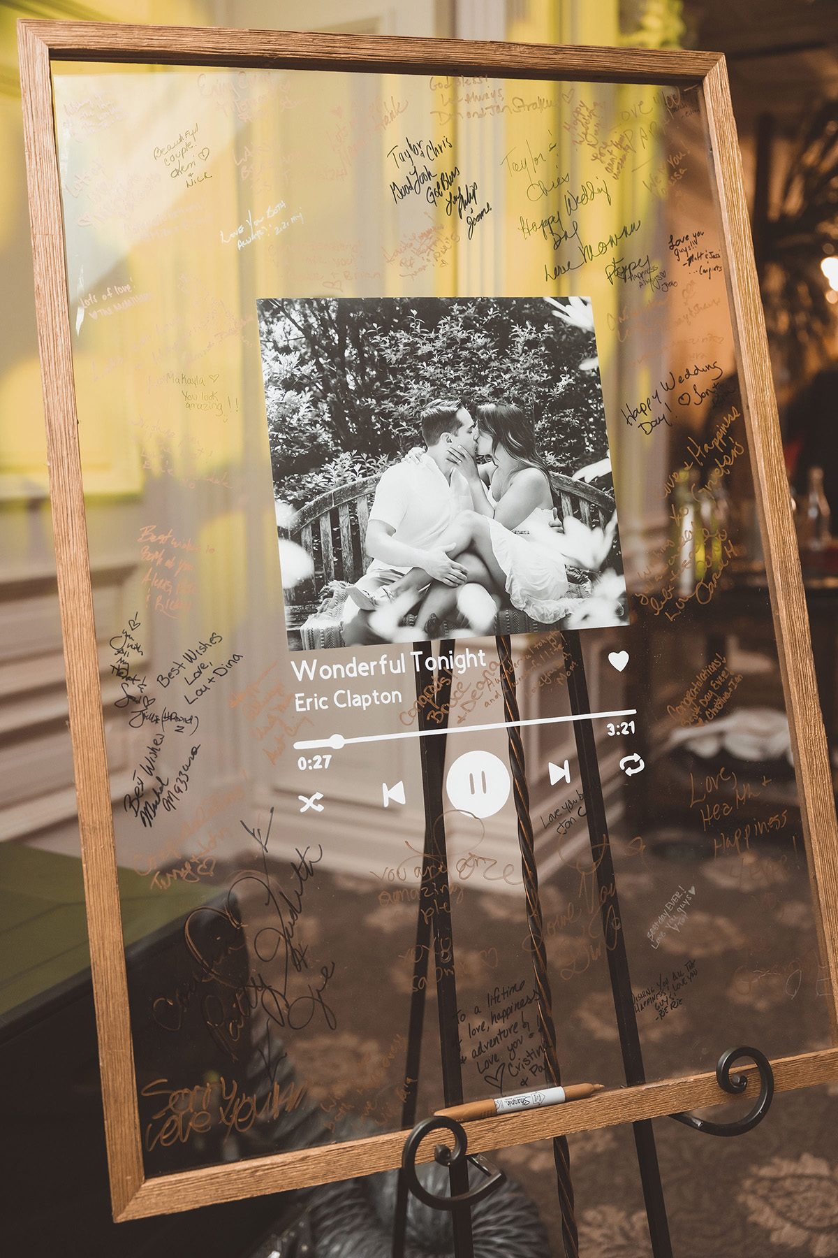 This Spotify song guest book is a unique wedding decor idea.