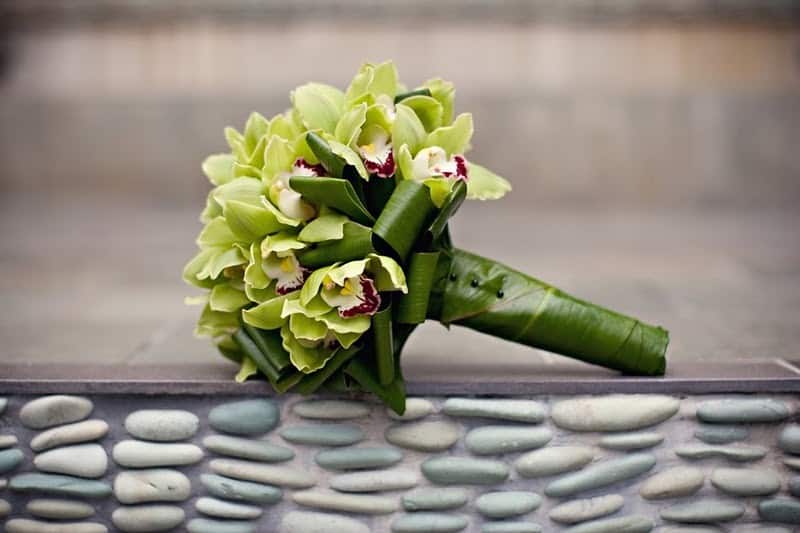 New Jersey Bride—orchid-and-ti-leaf-bouquet