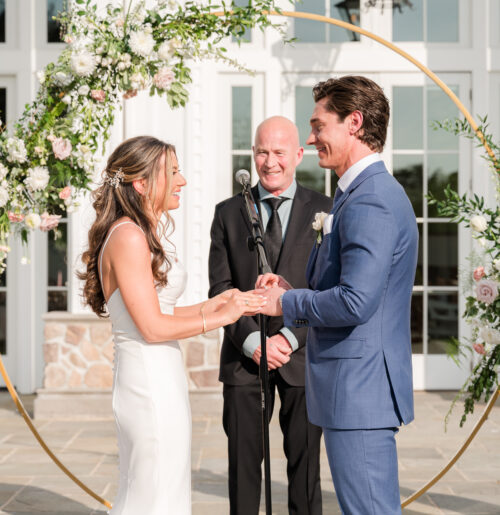 The wedding of Beautiful Shades of Ivory, Blush, Dusty Blue and Gold at This Ryland Inn Wedding