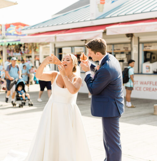 The wedding of This Couple Ate Pizza on the Boardwalk In Their Wedding Outfits