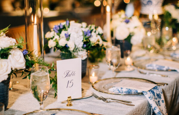 The wedding of A Cozy November Wedding with Blue and White Accents, Like Lamp Centerpieces Gallery 7