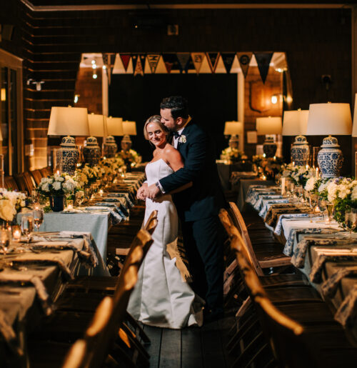 The wedding of A Cozy November Wedding with Blue and White Accents, Like Lamp Centerpieces