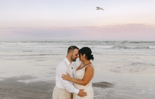 The wedding of A Waterfront Ceremony, Beach Tag Seating Chart and Stunning Sunset Portraits Gallery 7