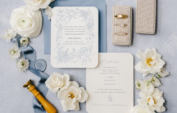 The wedding of A Waterfront Ceremony, Beach Tag Seating Chart and Stunning Sunset Portraits Gallery 0