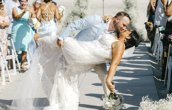 The wedding of A Waterfront Ceremony, Beach Tag Seating Chart and Stunning Sunset Portraits Gallery 3