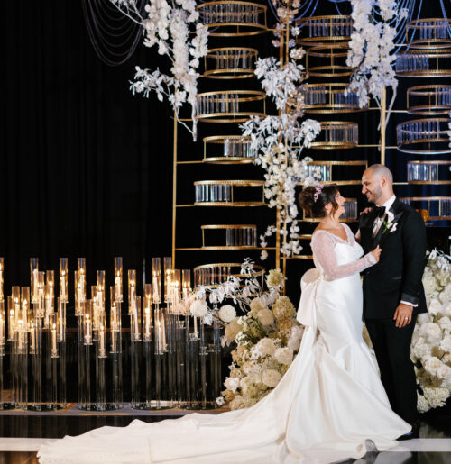 The wedding of A Standout Sweetheart Table at This Black-And-White Wedding