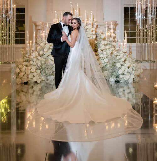 The wedding of A Black-Tie Winter Wedding of Timeless Elegance A wedding at the Estate at Florentine Gardens.