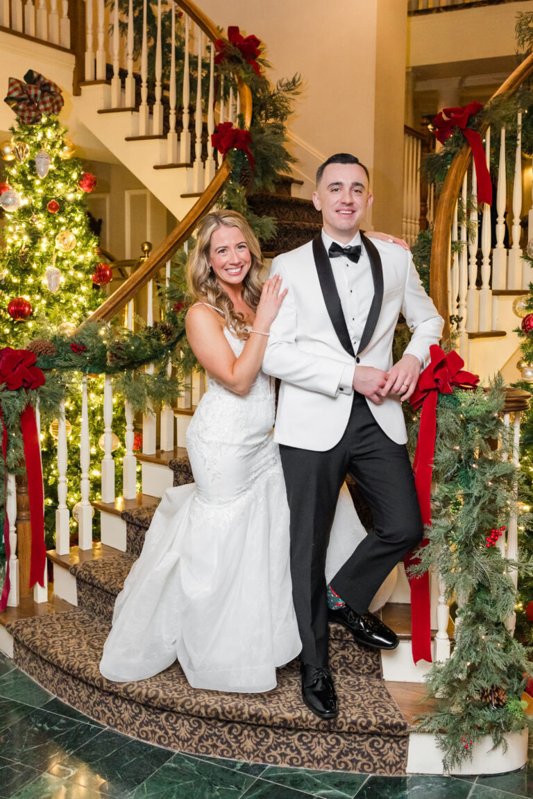 A Christmas-themed wedding at Olde Mill Inn in Basking Ridge, New Jersey.