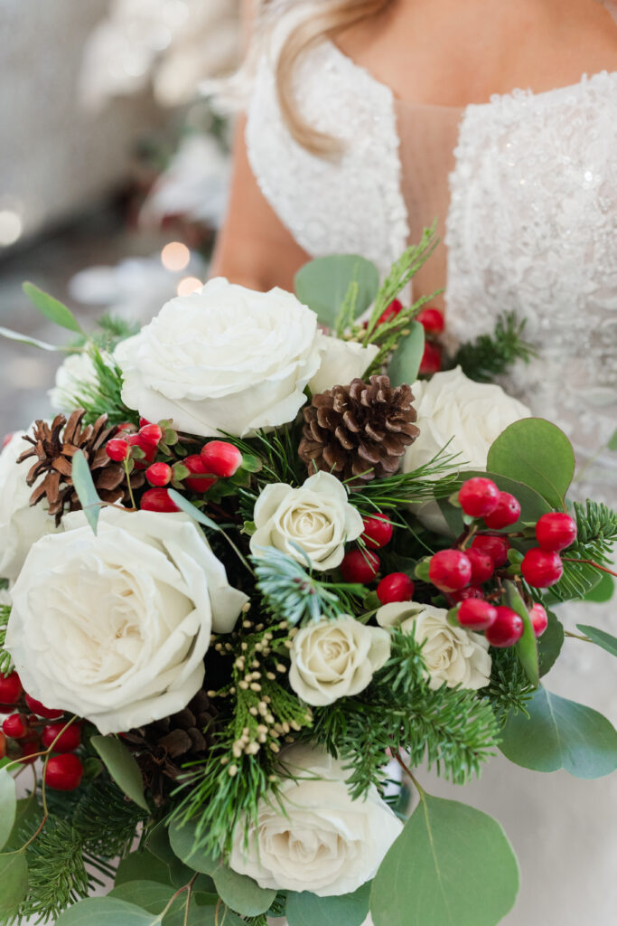 A Christmas-themed wedding at Olde Mill Inn in Basking Ridge, New Jersey.