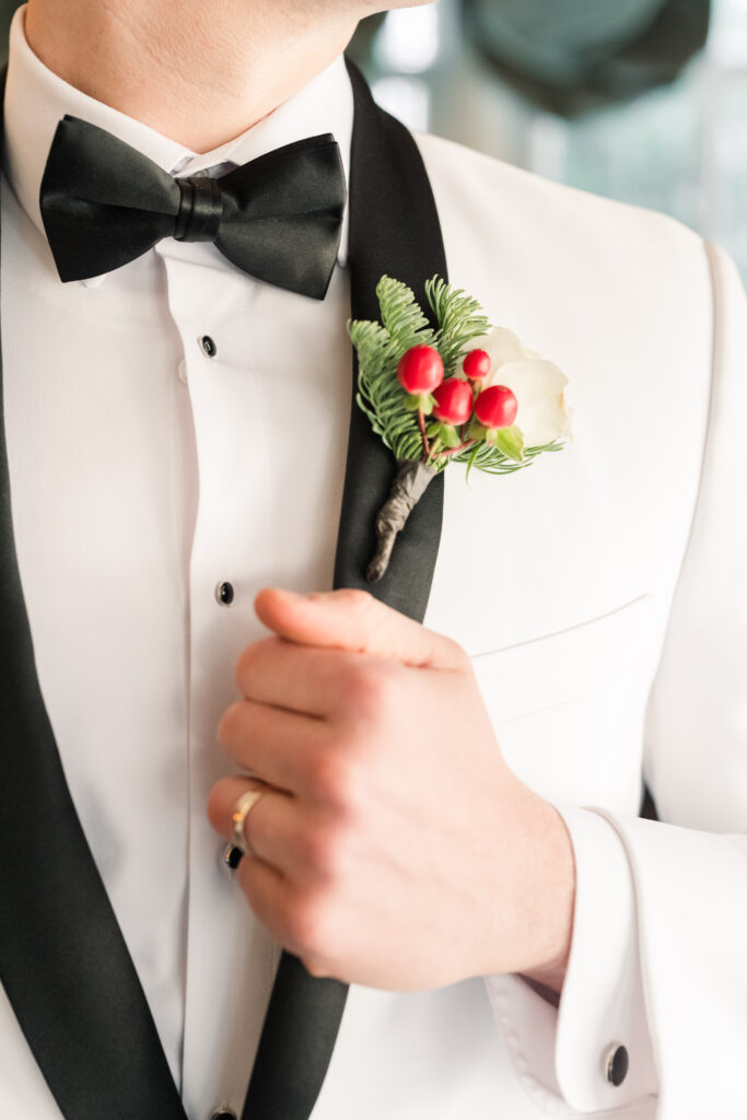 A Christmas-themed wedding at Olde Mill Inn in Basking Ridge, New Jersey.