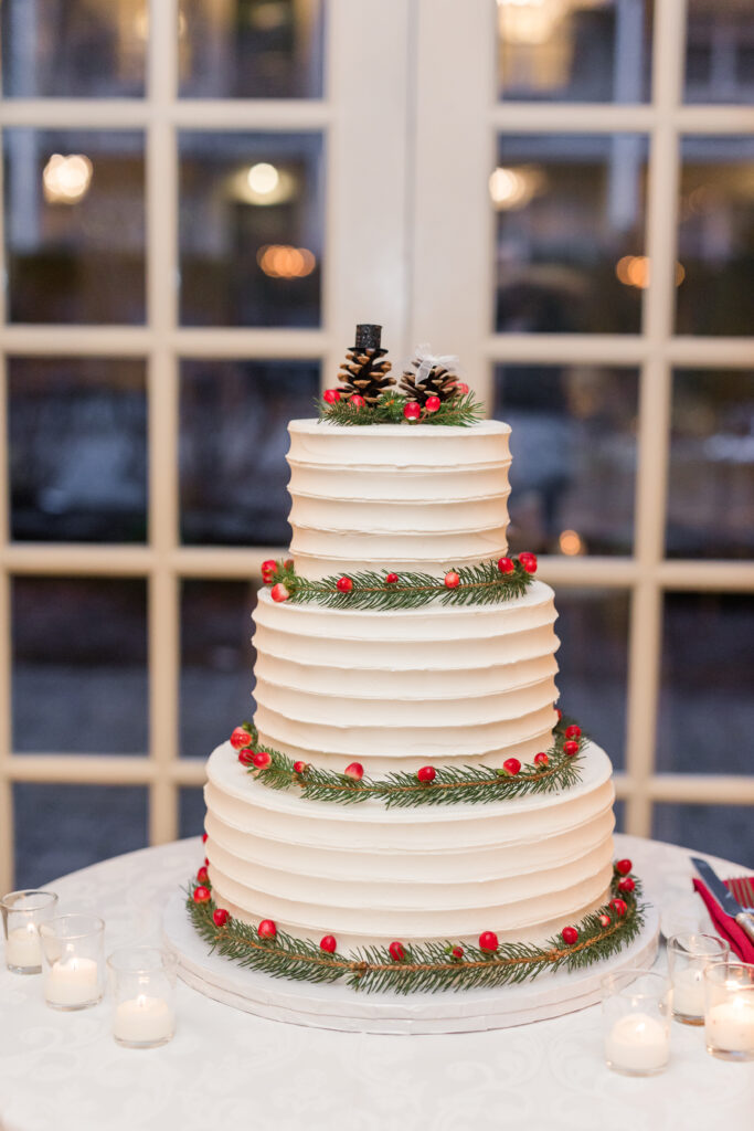 A Christmas-themed wedding at Olde Mill Inn in Basking Ridge, New Jersey.