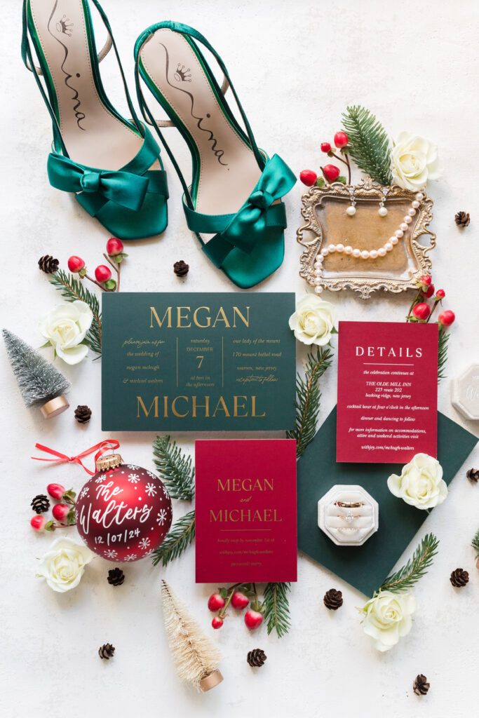 A Christmas-themed wedding at Olde Mill Inn in Basking Ridge, New Jersey.