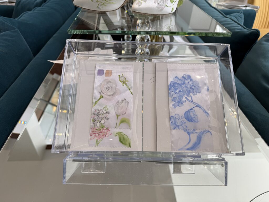 Elizabeth Johns in Morristown, New Jersey, offers a service through a local artist for brides to have hand-painted florals added to their wedding shoes.