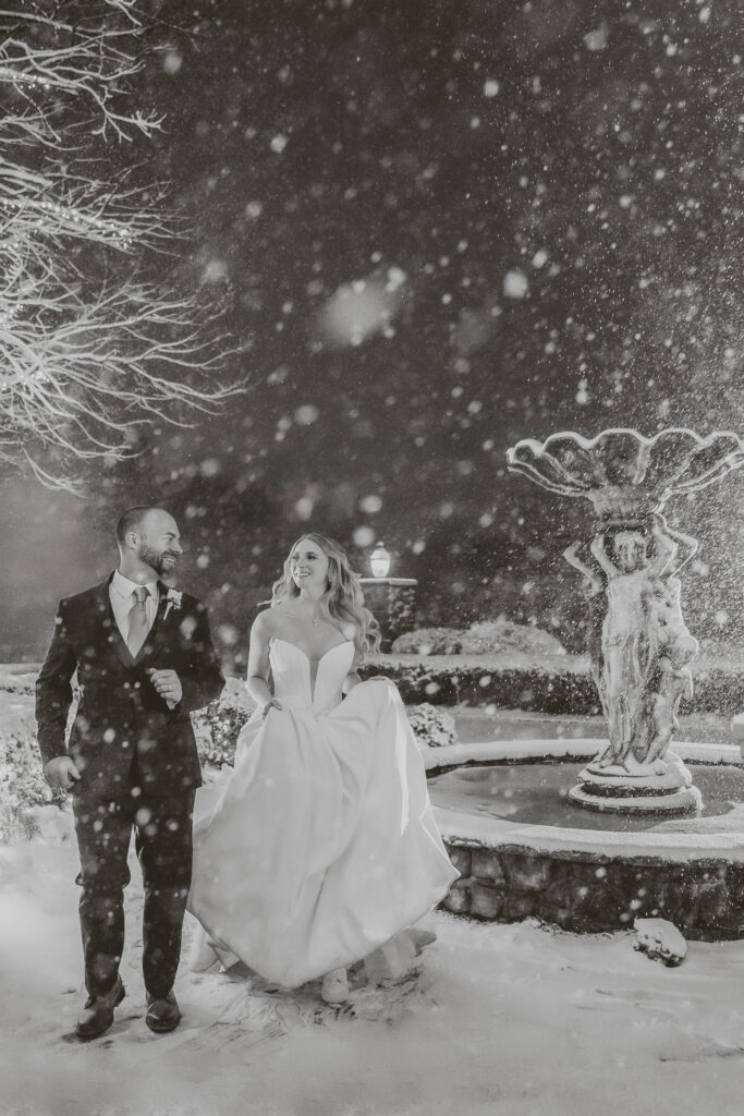Sedona and Kevin Origini got married during the blizzard of 2026 at the Park Savoy Estate in Florham Park, New Jersey.