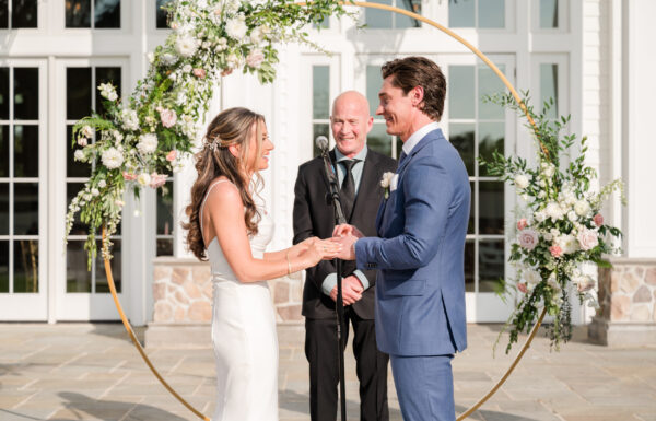 Beautiful Shades of Ivory, Blush, Dusty Blue and Gold at This Ryland Inn Wedding