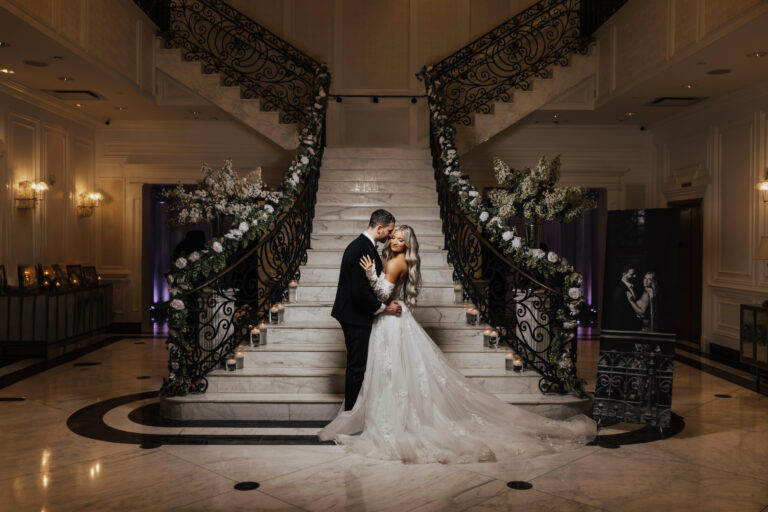A black-and-white wedding at the Meadow Wood in Randolph, New Jersey.