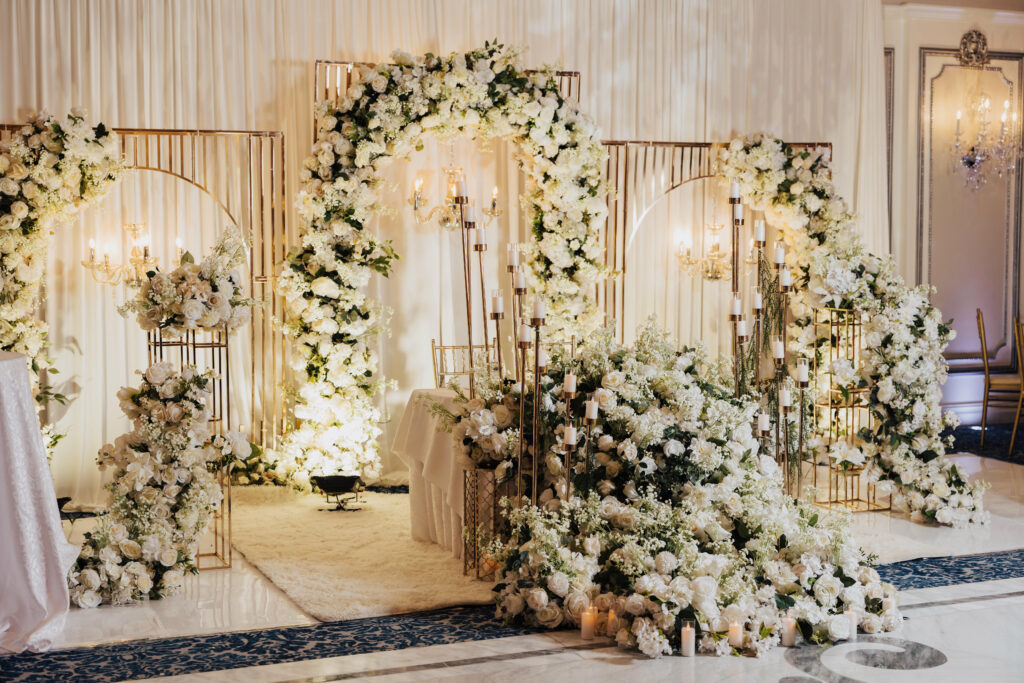 A black-and-white wedding at the Meadow Wood in Randolph, New Jersey.