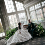 Ballroom wedding at the Park Savoy Estate at Florham Park NJ with tons of Irish details like a green cake, Guinness station and Irish step dancers.