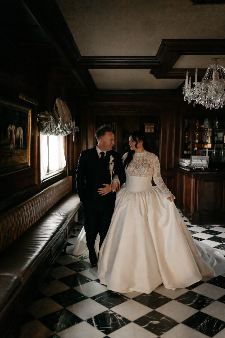 Ballroom wedding at the Park Savoy Estate at Florham Park NJ with tons of Irish details like a green cake, Guinness station and Irish step dancers.